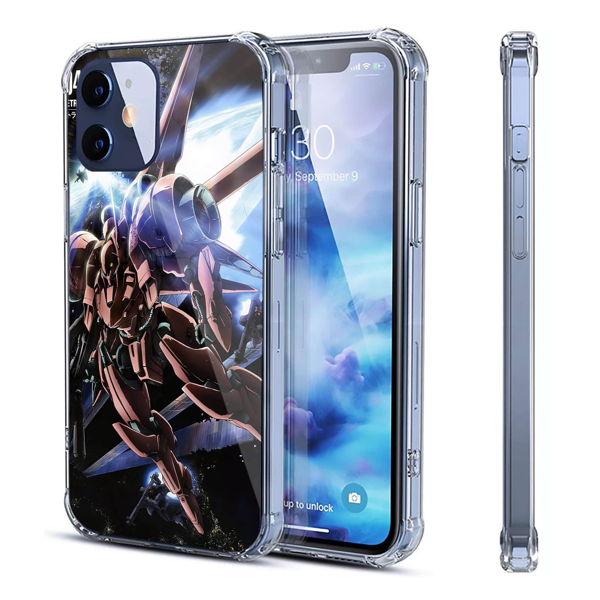 （画像用） 機動戦士ガンダム Mobile Suit Gundam 【iPhone 12シリーズ対応】透明スマホケース（クリアソフトケース）